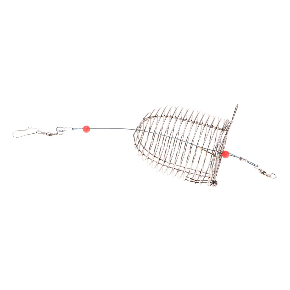 cage feeder basket holder lure fishing 6X Stainless Steel Fishing Bait Cage Lure Trap Basket Feeder Holder Tackle