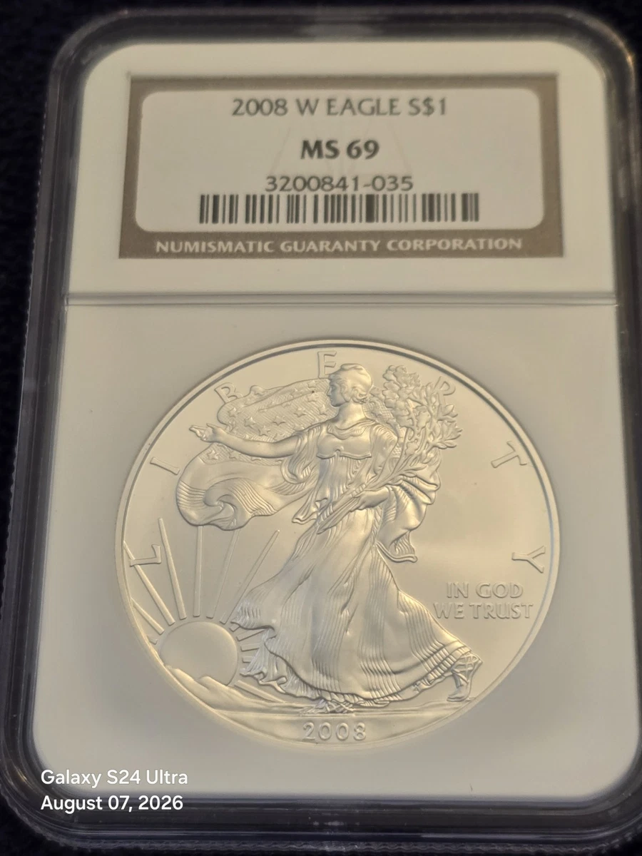 鑑定銀貨～2008 American Silver Eagle MS69 NGC 2008 American Silver