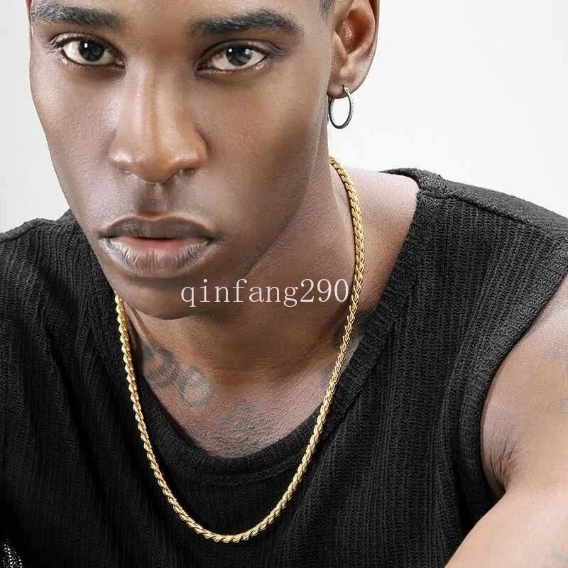 Collar de cadena de cuerda trenzada de 5 mm de oro amarillo de 10 quilates, alargado, 20"" 22"" Foto 3 de 4