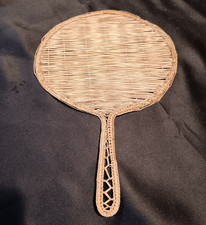 Hand Woven Straw Palm Leaf Wicker Rattan Hand Fan 12 1/2"