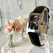 Dunhill Wristwatch Model 8027 Black Silver Dial Case Size About 2.6 cm