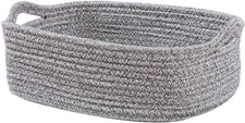 Woven Cotton Rope Storage Basket, Cube Changing 14.5"L x 11"W x 5"H, grey