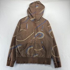 Vintage Billabong Hoodie Mens Large Brown Zip Graphic Skater Surf Distressed y2k