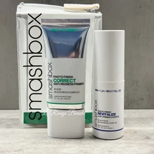 SmashBox Photo Finish Correct Anti-Redness Primer 1oz + Revitalize Essence 1oz
