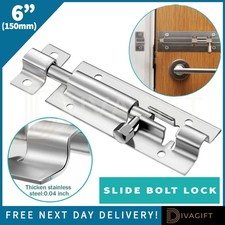 SLIDE BOLT BATHROOM TOILET SHED DOOR LOCK 6" INCH SIZE CATCH LATCH EASY FIT UK