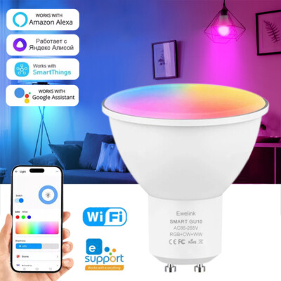 Zigbee / WiFi Smart LED GU10 Bulb 5W RGB+CW+WW Light Dimmable Lamp APP Control