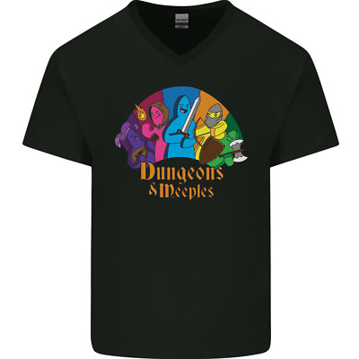 Dungeons n Meeples Rollenspiele Spiele RPG Herren T-Shirt V-Ausschnitt Baumwolle