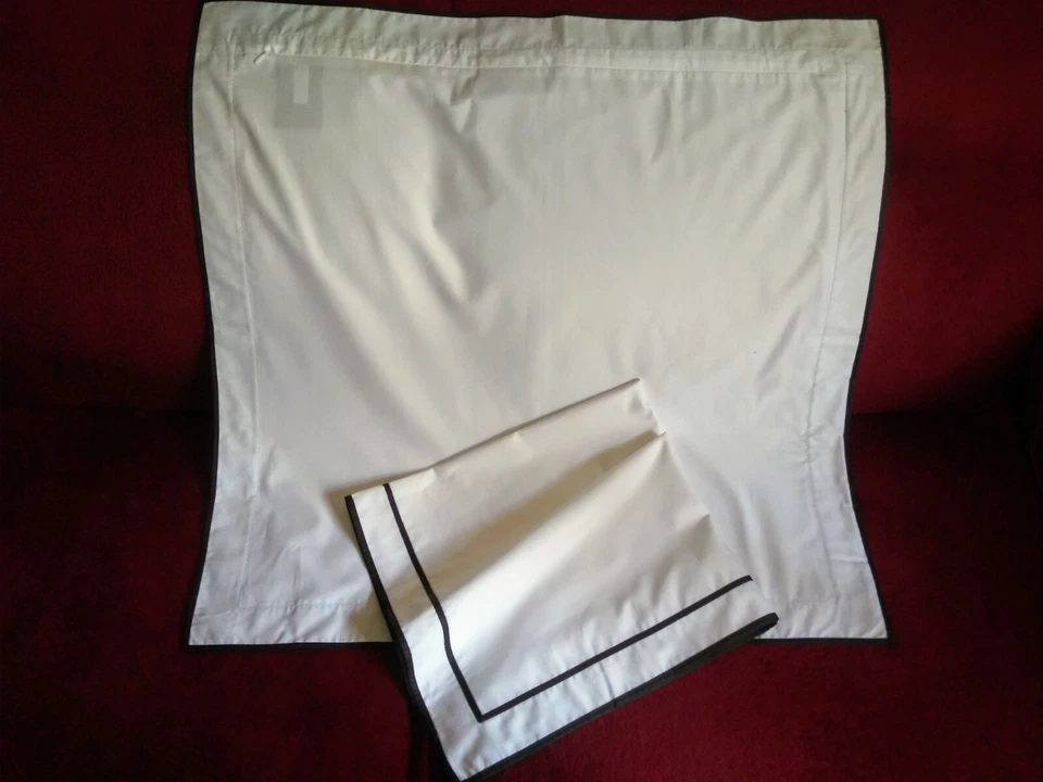 RALPH LAUREN 2 SPENCER BORDER PILLOW SHAM COVERS WHITE & NAVY  - Image 4 of 4