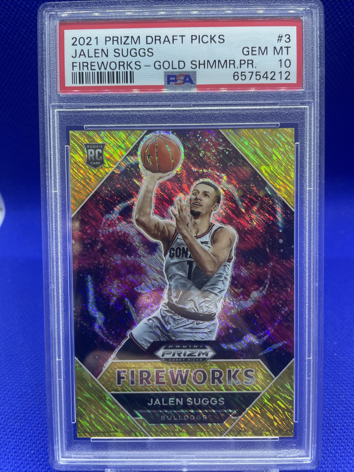 JALEN SUGGS 2021 Panini Prizm Draft FIREWORKS FOTL GOLD 8/10 RC PSA 10 Gem Mint