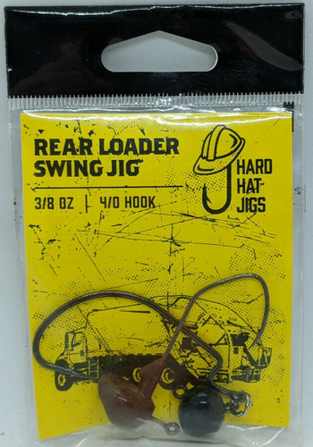 Backloading Jig Hard Hat Jigs Rear Loader Swing Hook 3/8 Oz 4/0 HOOK BLACK / BROWN + 1 ...