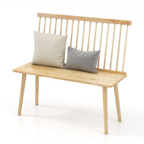 Entryway Bench for 2 Windsor Rubber Wood Dining Bench with Spindle Back Natural