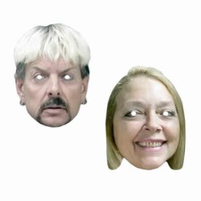 2 Pack - Joe Exotic & Carole Baskin Celebrity Card Face Mask - Fancy Dress