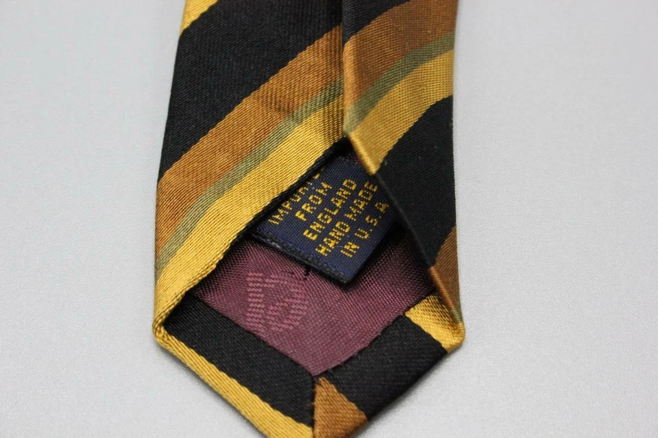 XMI PLATINUM Silk Tie. Brown with Black Stripes. - Image 4 of 4