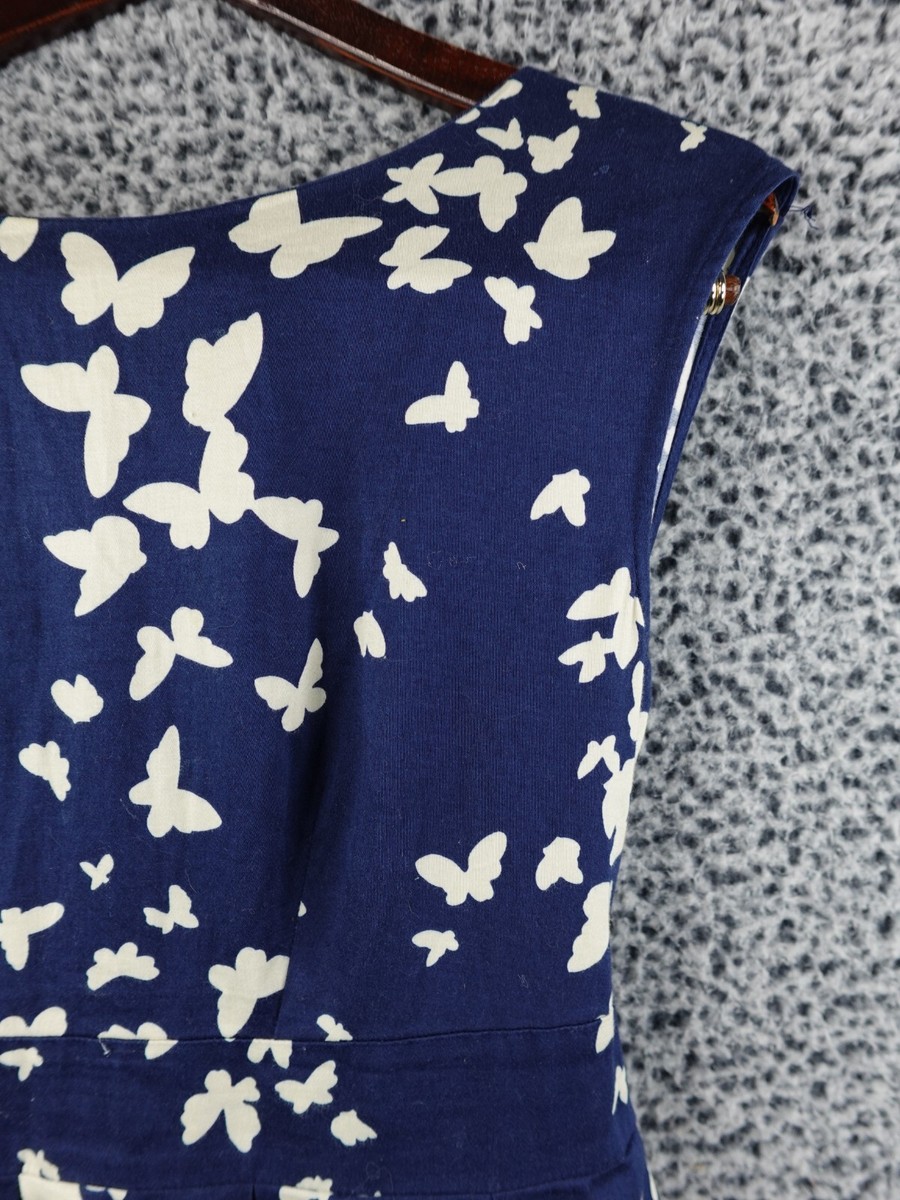 stina closet/butterfly dress / navyワンピース Closet London Navy Butterfly Print Midi Dress Pink Floral