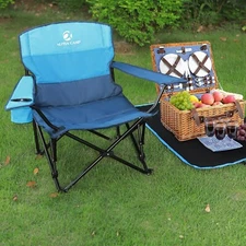 ALPHA CAMP Camping Chair Folding Chair Heavy Duty Outdoor Portable Chair Blue