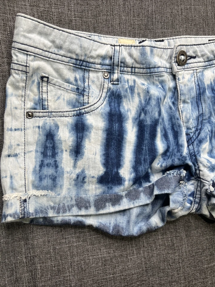 Шорты женские Volcom размер 7 [32 дюйма талия] синие галстук краситель звук чек короткий крой - Изображение 3 из 4