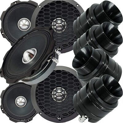 4x Gravity WZ6G Warzone Series  6.5? 1000W Midrange + 4x Tweeters 600W AT-W460BK
