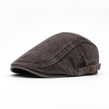 Men Retro Denim Newsboy Cap Adjustable Washed Cabbie Painter Beret Hat Chic Cosy