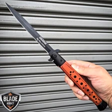 TAC FORCE 13" Extra Large Spring Assisted Open STILETTO HARDWOOD Pocket Knife