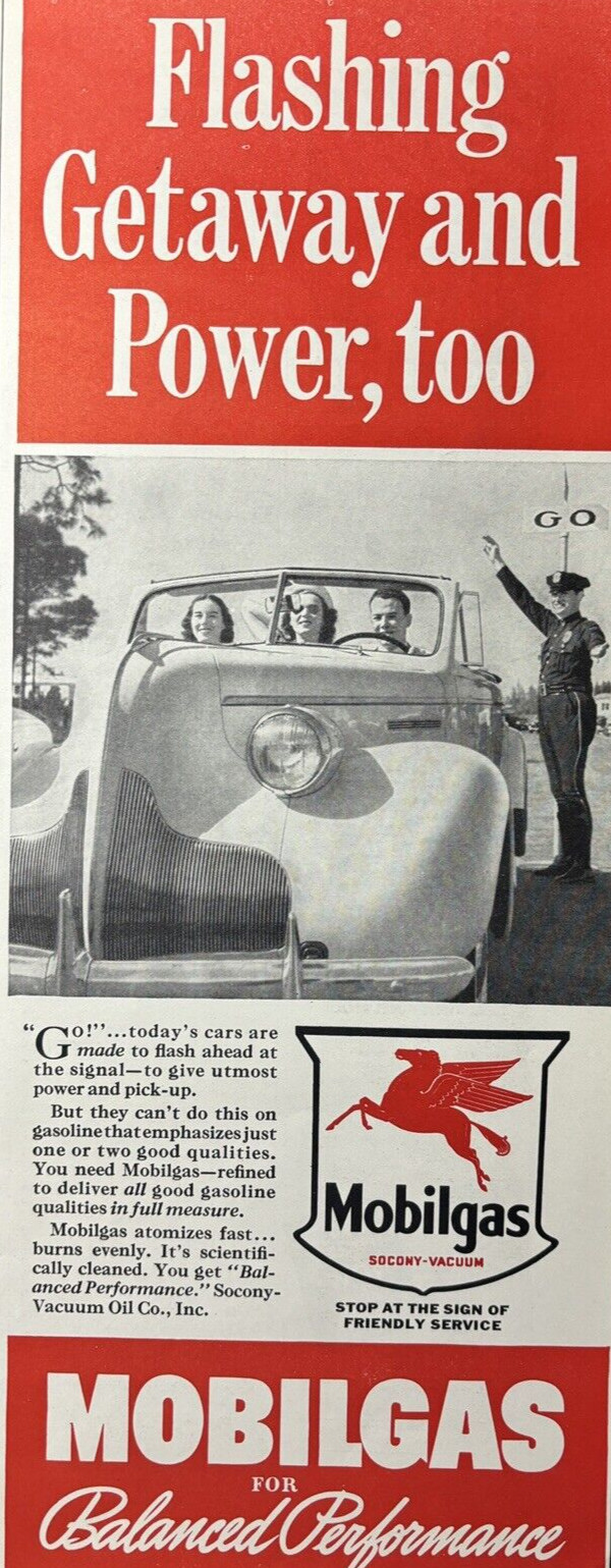 1939 Mobilgas Socony Vacuum Pegasus Friendly Service Sign Power Vintage ...