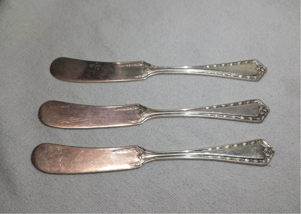 Lote/3 Esparcidores de Mantequilla Platos de Plata Wm Rogers 1916 Hampton Gustav Strohhaker Foto 2 de 4