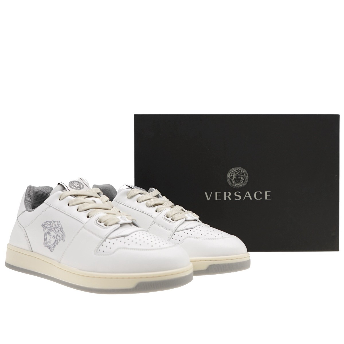 Versace Medusa Men Sneakers White Leather Size 45 / 12 US New | eBay