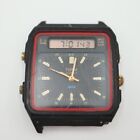 <!--F#f_0-->Vintage Timex Analog Digital Black Square Watch BROKEN LUG No Strap PARTS REPAIR<!--F/-->