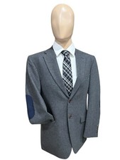 Jos A Bank 38R Tailored Fit Men's 100 Wool Felt Gray Blazer Elbow Patch Jacket