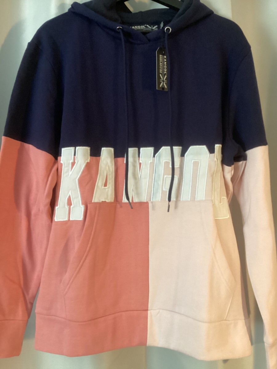 Kangol Born British Blue Pink Long Sleeve Hoodie size M (NWT)