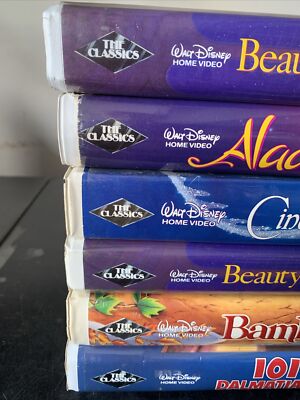 Set Of 6 Vintage Walt Disney Black Diamond Classics VHS Tapes