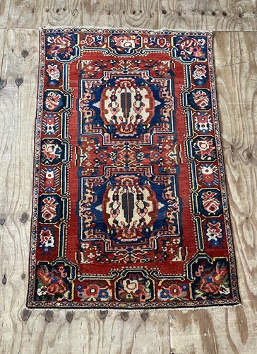 Antique Fara Danbeh Hand Knotted Unusual Medallion Rug