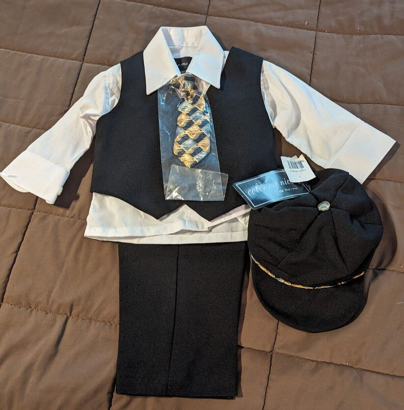 Color Me Nice Toddler Boys Size 6 Months, 5 Piece Suit, Black/White, NWT