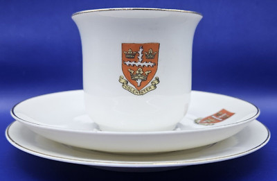 City of Colchester Trio Tasse Untertasse & Teller Union K Czech Porzellan Crested China