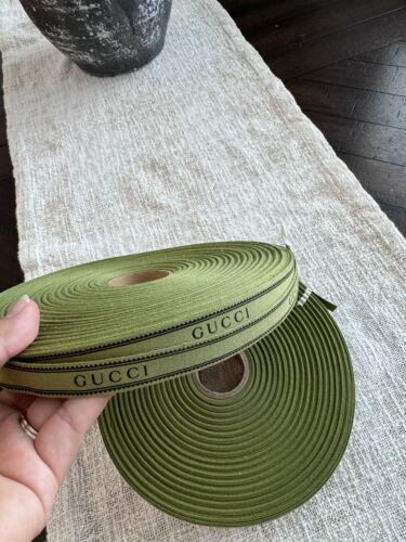 Authentic GUCCI Ribbon Green With Logo 100 Meters (120 Yards) Roll x 16mm NEW - Picture 12 of 13