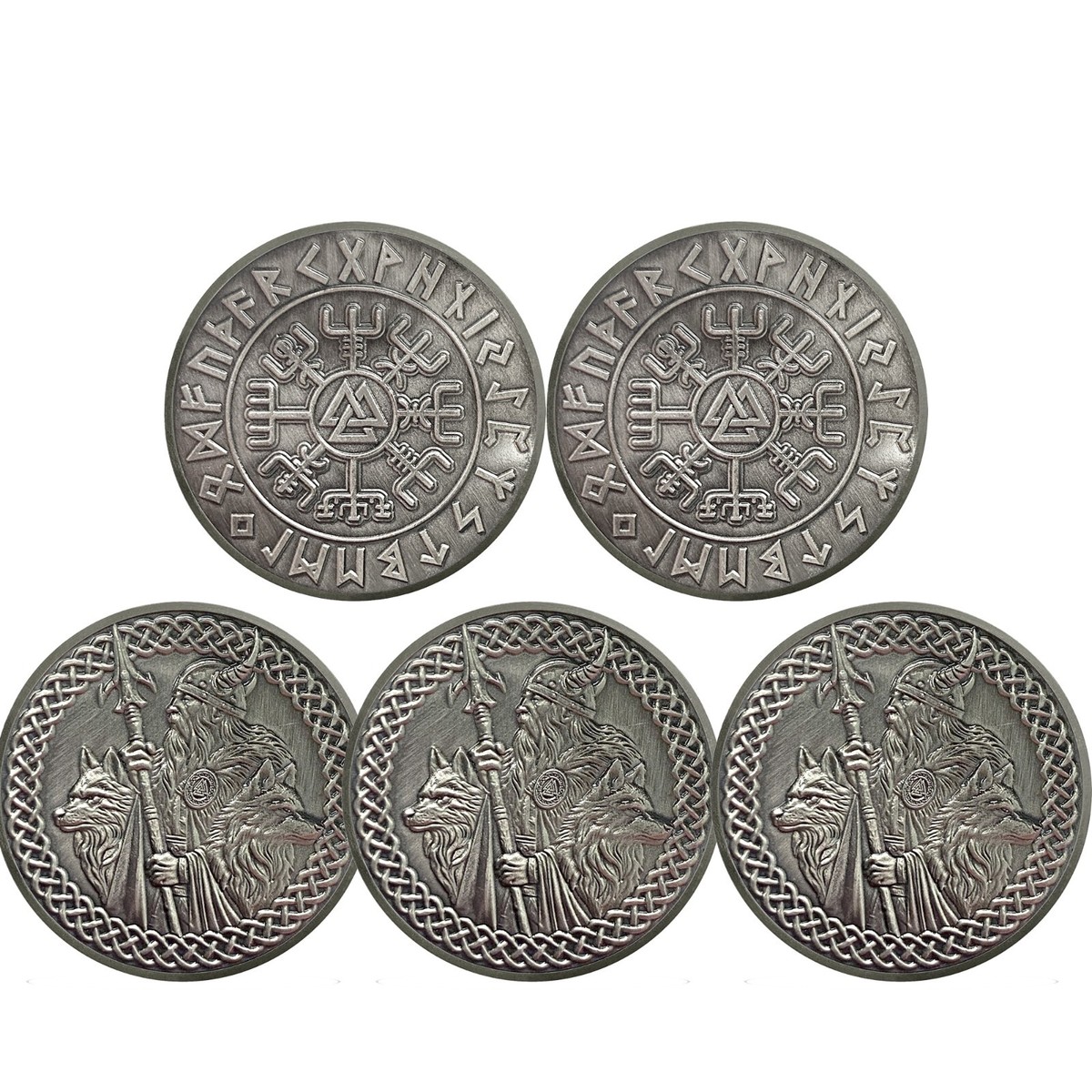 5pcs Viking Coins Norse Odin Coin Vikings Vegvisir Valknut Symbol Challenge  Coin | eBay