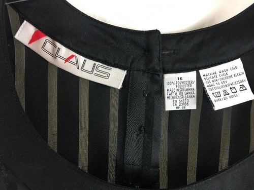 Chaus Women's Top Sheer Black Stripe Size 16 Black B7*N - Picture 4 of 7