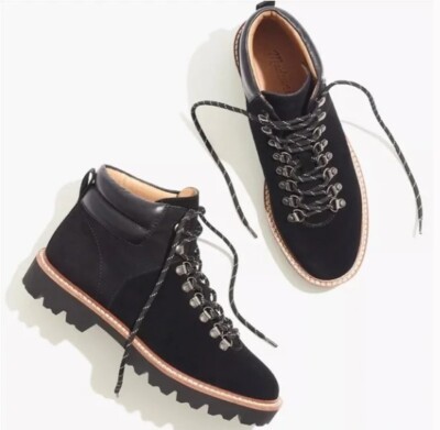 New Madewell Women The Citywalk Lug Sole Black Leather Suede