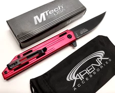 Slim Pocket Knife Blade Spring Assisted Flipper Tip Up Carry Red EDC