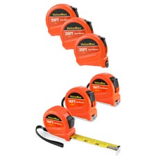 ValueMax 3 Pack Tape Measure Set 25FT/16FT with Fractions 1/8 Retractable Orange