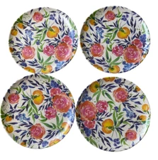 Primrose Alley Set of 4 Bamboo Fiber Dinner Plates- Floral NEW