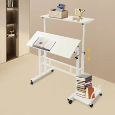 Bureau d'ordinateur blanc, Bureau pliable multifonctionnel, Table d'ordinateurs réglable