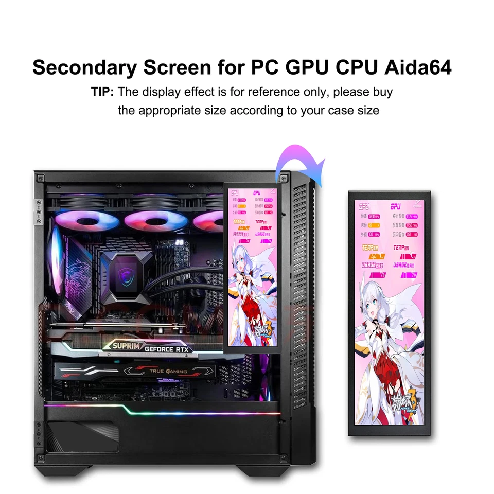 7.9 inch 400*1280 HDMI IPS Secondary Screen Display Monitor for Aida64 CPU GPU - Image 4 of 4