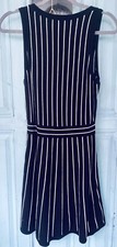 Loft NEW Womens Size Extra Small Petite White Striped Sleeveless Dress A Line