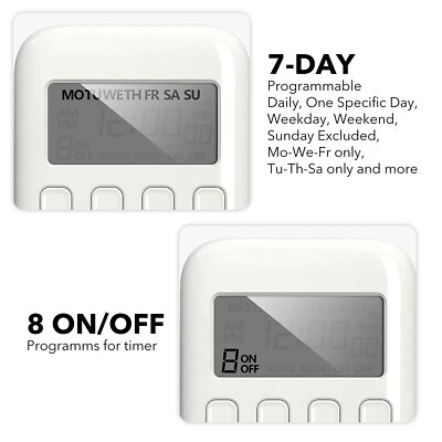 BN-LINK 7 Day Programmable In-Wall Timer Switch Digital For Fans, Lights, Motors - Foto 10