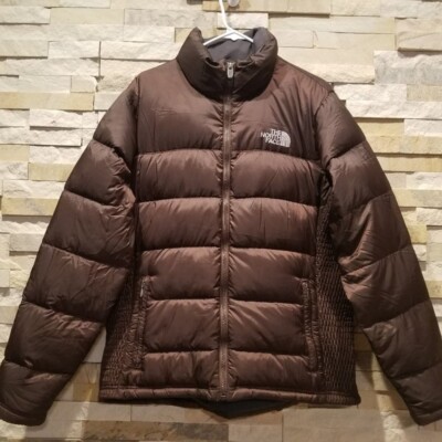 North Face Womens XL Brown Faux Fur Winter Puffer Down Jacket Ladies Retro  Coat