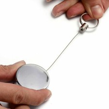 24" Chrome Retractable Key Ring / Chain Reel / Belt Clip / HEAVY DUTY HONG KONG