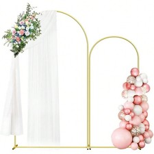 Gold Wedding Arch Backdrop Stand Set of 2 Metal Balloon Arch Frame Party Decor