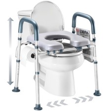 Toilet Seat Risers For Seniors Width and Height Adjustable Raised Toilet Seat...