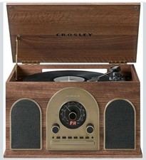 Crosley CR7025A-WA Hayes 8-in-1 Bluetooth Vinyl Record Player, 3-Speed...
