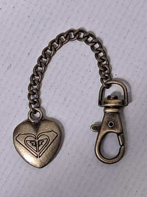 ROXY LOGO Metal PURSE CHARM Antique Gold Backpack Vintage  CHAIN Keychain Clasp